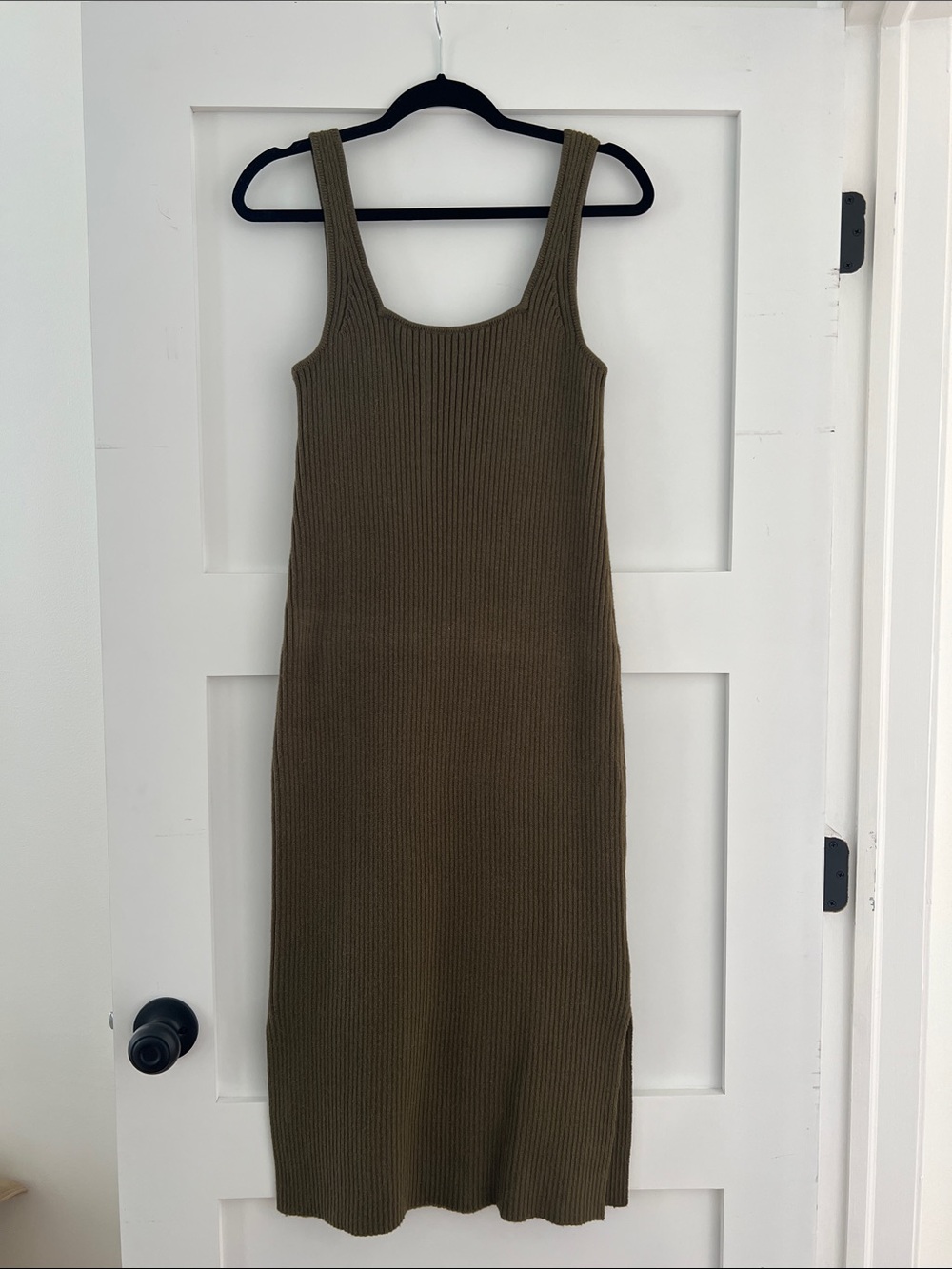 Madewell Olive Ribbed Tank Midi Dress